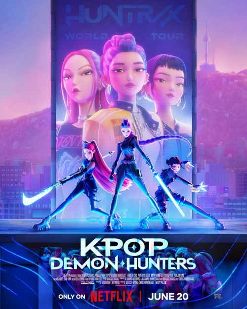 ﻿Постер анимационного фильма «Кейпоп-охотницы на демонов». / Фото: Netflix