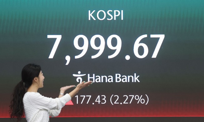 Индекс KOSPI приблизился к рекордной отметке в 8000 пунктов