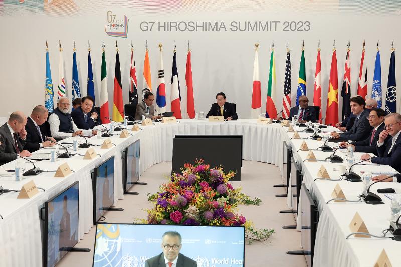  Центр стратегических и международных исследований (CSIS) 12 июня (по местному времени) предложил расширить «Большую семерку» (G7) до «Большой девятки» (G9), включив в нее Корею и Австралию. На фото саммит G7, проходивший в Хиросиме, Япония, в мае 2023 года. / Фото: Канцелярия президента РК (Ким Ён Ви)