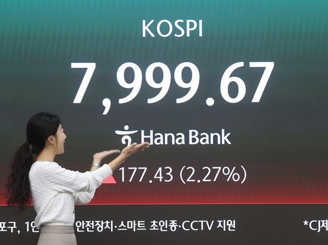 Индекс KOSPI приблизился к рекордной отметке в 8000 пунктов
